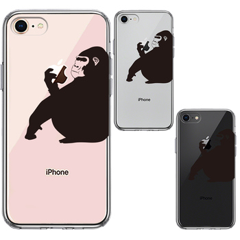 iPhone8 ケース クリア ゴリラ 動物 スマホケース 側面ソフト 背面ハード ハイブリッド-1