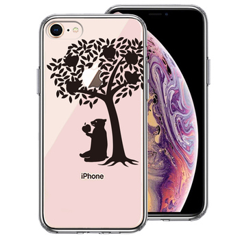 iPhone8 ケース クリア 食事中のくま スマホケース 側面ソフト 背面ハード ハイブリッド-0
