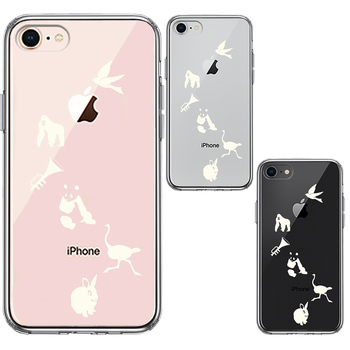 iPhone8 ケース クリア 動物 しりとり ホワイト スマホケース 側面ソフト 背面ハード ハイブリッド-1