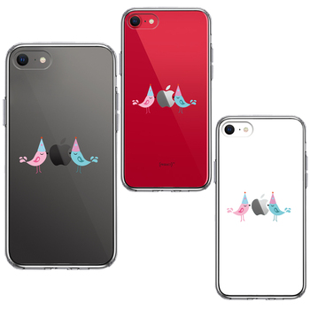iPhoneSE ケース 第3世代 第2世代 クリア 可愛い 鳥 カップル スマホケース 側面ソフト 背面ハード ハイブリッド-1