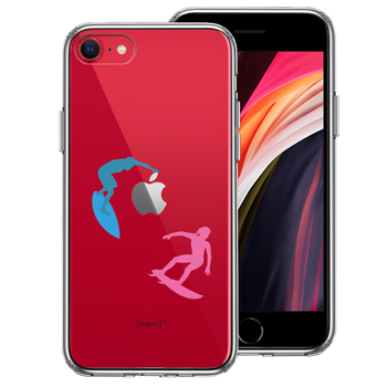 iPhoneSE ケース 第3世代 第2世代 クリア サーファー スマホケース 側面ソフト 背面ハード ハイブリッド-0