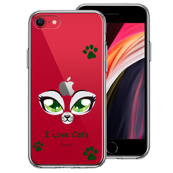 iPhoneSE ケース 第3世代 第2世代 クリア レイディー 猫 cats スマホケース 側面ソフト 背面ハード ハイブリッド-0