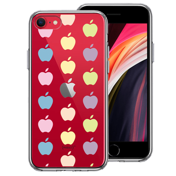 iPhoneSE ケース 第3世代 第2世代 クリア 林檎 りんご apple 水玉 スマホケース 側面ソフト 背面ハード ハイブリッド-0