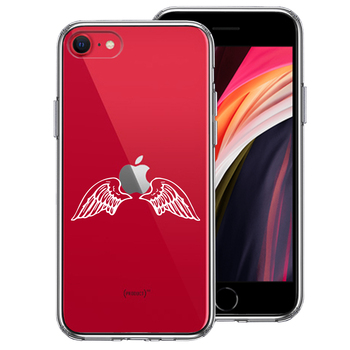iPhoneSE ケース 第3世代 第2世代 クリア エンジェル 翼 ウィング 白 スマホケース 側面ソフト 背面ハード ハイブリッド-0
