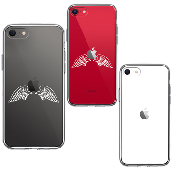 iPhoneSE ケース 第3世代 第2世代 クリア エンジェル 翼 ウィング 白 スマホケース 側面ソフト 背面ハード ハイブリッド-1