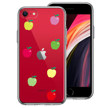 iPhoneSE ケース 第3世代 第2世代 クリア アップル 水玉 スマホケース 側面ソフト 背面ハード ハイブリッド-0