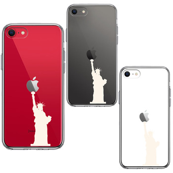 iPhoneSE ケース 第3世代 第2世代 クリア 自由の女神 ホワイト スマホケース 側面ソフト 背面ハード ハイブリッド-1