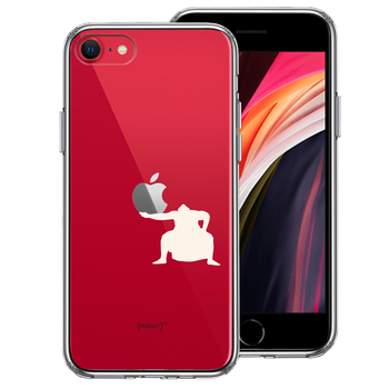 iPhoneSE ケース 第3世代 第2世代 クリア おすもうさん 土俵入り 白 スマホケース 側面ソフト 背面ハード ハイブリッド-0