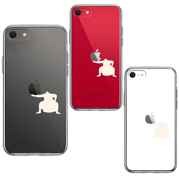 iPhoneSE ケース 第3世代 第2世代 クリア おすもうさん 土俵入り 白 スマホケース 側面ソフト 背面ハード ハイブリッド-1
