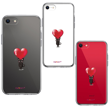 iPhoneSE ケース 第3世代 第2世代 クリア 猫 ネコ にゃんこ ハート 黒猫 スマホケース 側面ソフト 背面ハード ハイブリッド-1