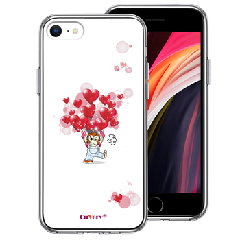 iPhoneSE ケース 第3世代 第2世代 クリア チンパンジー ハート いっぱい スマホケース 側面ソフト 背面ハード ハイブリッド-0