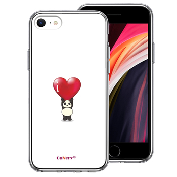 iPhoneSE ケース 第3世代 第2世代 クリア パンダ ハート 重量挙げ 並感 スマホケース 側面ソフト 背面ハード ハイブリッド-0