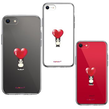 iPhoneSE ケース 第3世代 第2世代 クリア パンダ ハート 重量挙げ 並感 スマホケース 側面ソフト 背面ハード ハイブリッド-1