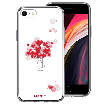 iPhoneSE ケース 第3世代 第2世代 クリア 猫 ネコ にゃんこ ハート いっぱい スマホケース 側面ソフト 背面ハード ハイブリッド-0