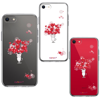 iPhoneSE ケース 第3世代 第2世代 クリア 猫 ネコ にゃんこ ハート いっぱい スマホケース 側面ソフト 背面ハード ハイブリッド-1