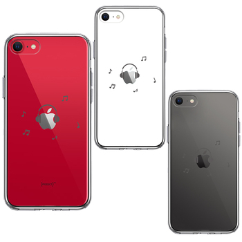 iPhoneSE ケース 第3世代 第2世代 クリア ヘッドフォン ヘッドホン グレー スマホケース 側面ソフト 背面ハード ハイブリッド-1