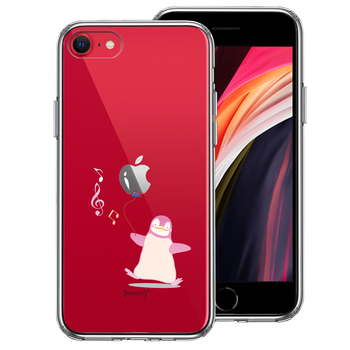 iPhoneSE ケース 第3世代 第2世代 クリア ペンギン 風船 スマホケース 側面ソフト 背面ハード ハイブリッド-0