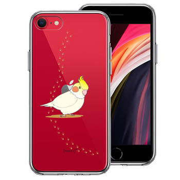 iPhoneSE ケース 第3世代 第2世代 クリア インコ 足跡 スマホケース 側面ソフト 背面ハード ハイブリッド-0