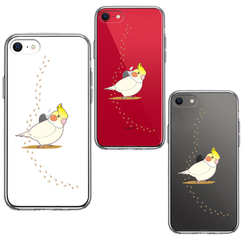 iPhoneSE ケース 第3世代 第2世代 クリア インコ 足跡 スマホケース 側面ソフト 背面ハード ハイブリッド-1