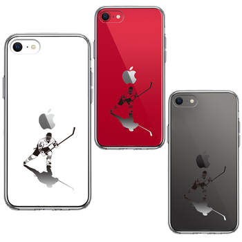 iPhoneSE ケース 第3世代 第2世代 クリア アイスホッケー 影付き スマホケース 側面ソフト 背面ハード ハイブリッド-1
