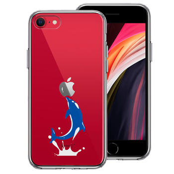 iPhoneSE ケース 第3世代 第2世代 クリア ドルフィン イルカ スマホケース 側面ソフト 背面ハード ハイブリッド-0