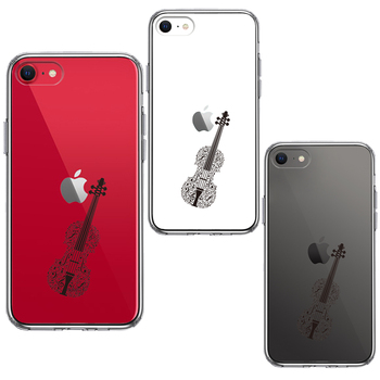 iPhoneSE ケース 第3世代 第2世代 クリア ヴァイオリン スマホケース 側面ソフト 背面ハード ハイブリッド-1