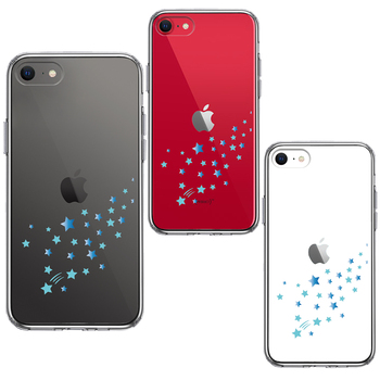 iPhoneSE ケース 第3世代 第2世代 クリア 流れ星 ブルー スマホケース 側面ソフト 背面ハード ハイブリッド-1