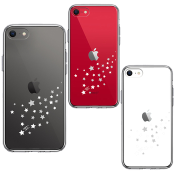 iPhoneSE ケース 第3世代 第2世代 クリア 流れ星 ホワイト スマホケース 側面ソフト 背面ハード ハイブリッド-1