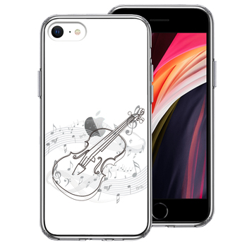 iPhoneSE ケース 第3世代 第2世代 クリア ヴァイオリン 4 ブラック スマホケース 側面ソフト 背面ハード ハイブリッド-0