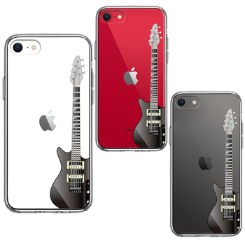 iPhoneSE ケース 第3世代 第2世代 クリア エレキギター 黒 スマホケース 側面ソフト 背面ハード ハイブリッド-1