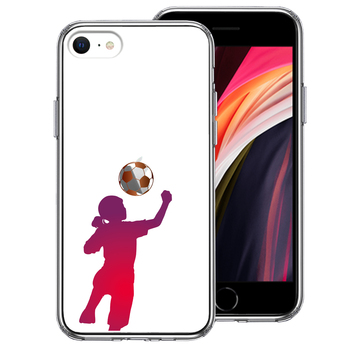 iPhoneSE ケース 第3世代 第2世代 クリア サッカー ヘディング 女子 スマホケース 側面ソフト 背面ハード ハイブリッド-0
