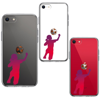 iPhoneSE ケース 第3世代 第2世代 クリア サッカー ヘディング 女子 スマホケース 側面ソフト 背面ハード ハイブリッド-1
