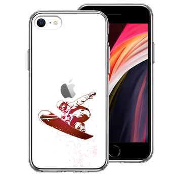 iPhoneSE ケース 第3世代 第2世代 クリア スノーボード 女子 スマホケース 側面ソフト 背面ハード ハイブリッド-0