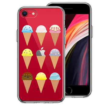 iPhoneSE ケース 第3世代 第2世代 クリア アイスクリーム スマホケース 側面ソフト 背面ハード ハイブリッド-0