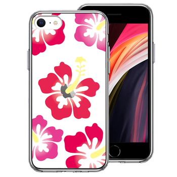iPhoneSE ケース 第3世代 第2世代 クリア ハイビスカス レッド スマホケース 側面ソフト 背面ハード ハイブリッド-0
