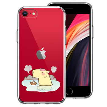 iPhoneSE ケース 第3世代 第2世代 クリア カピバラ 温泉 スマホケース 側面ソフト 背面ハード ハイブリッド-0
