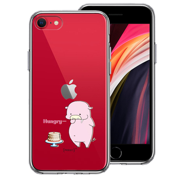 iPhoneSE ケース 第3世代 第2世代 クリア 豚 ケーキ スマホケース 側面ソフト 背面ハード ハイブリッド-0
