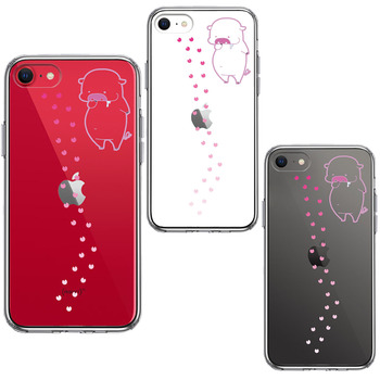 iPhoneSE ケース 第3世代 第2世代 クリア ぶた フットプリント スマホケース 側面ソフト 背面ハード ハイブリッド-1