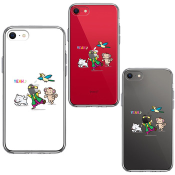 iPhoneSE ケース 第3世代 第2世代 クリア 桃太郎 パーティー 軍団 スマホケース 側面ソフト 背面ハード ハイブリッド-1