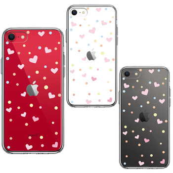 iPhoneSE ケース 第3世代 第2世代 クリア ハート と 水玉 スマホケース 側面ソフト 背面ハード ハイブリッド-1