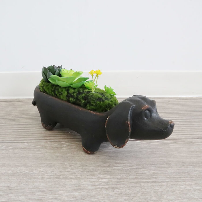 置物 犬 ダックスフンド アレンジフラワー-0