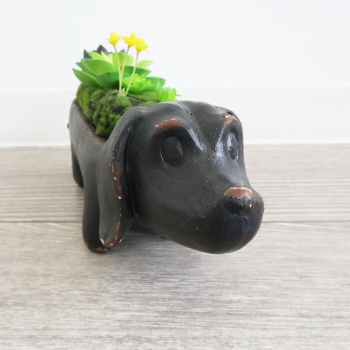 置物 犬 ダックスフンド アレンジフラワー-1