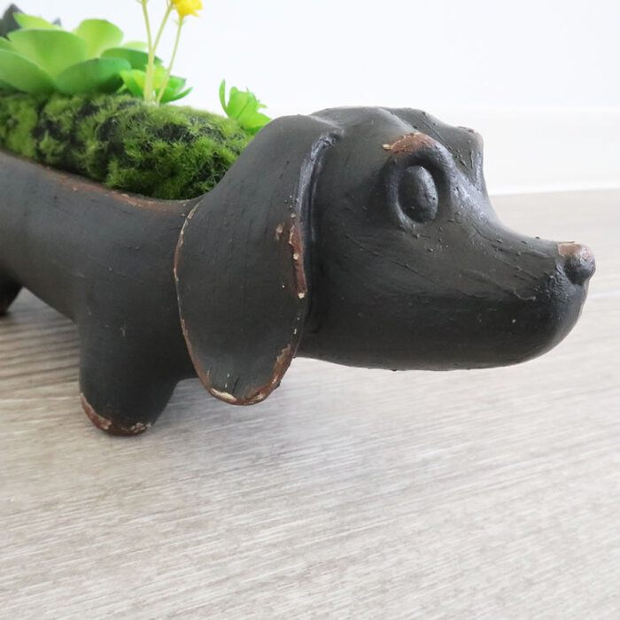 置物 犬 ダックスフンド アレンジフラワー-2