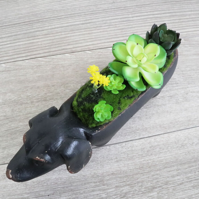置物 犬 ダックスフンド アレンジフラワー-4