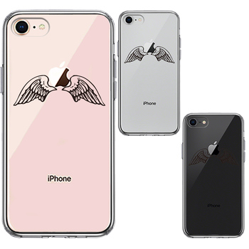 iPhone8 ケース クリア エンジェル 翼 ウィング スマホケース 側面ソフト 背面ハード ハイブリッド-1