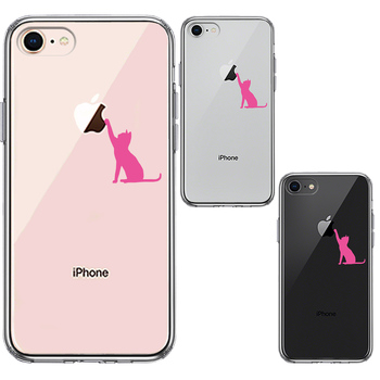 iPhone8 ケース クリア 貓 にゃんこ 玉遊び スマホケース 側(cè)面ソフト 背面ハード ハイブリッド-1