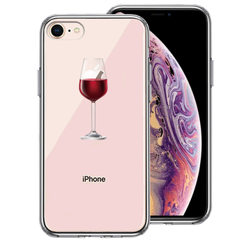 iPhone8 ケース クリア ワイングラス 赤ワイン スマホケース 側面ソフト 背面ハード ハイブリッド-0