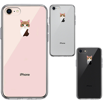 iPhone8 ケース クリア のっかり ネコ 3 スマホケース 側面ソフト 背面ハード ハイブリッド-1