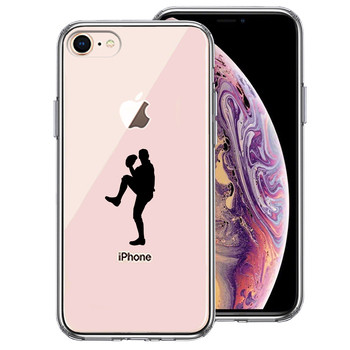 iPhone7 iPhone8 ケース クリア 野球 ピッチャー スマホケース 側面ソフト 背面ハード ハイブリッド-0