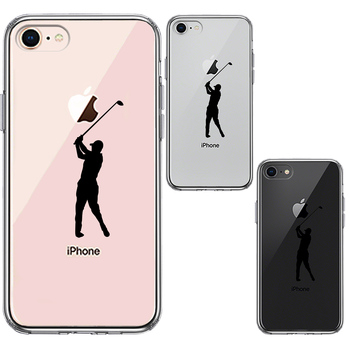 iPhone7 iPhone8 ケース クリア ゴルフ スマホケース 側面ソフト 背面ハード ハイブリッド-1